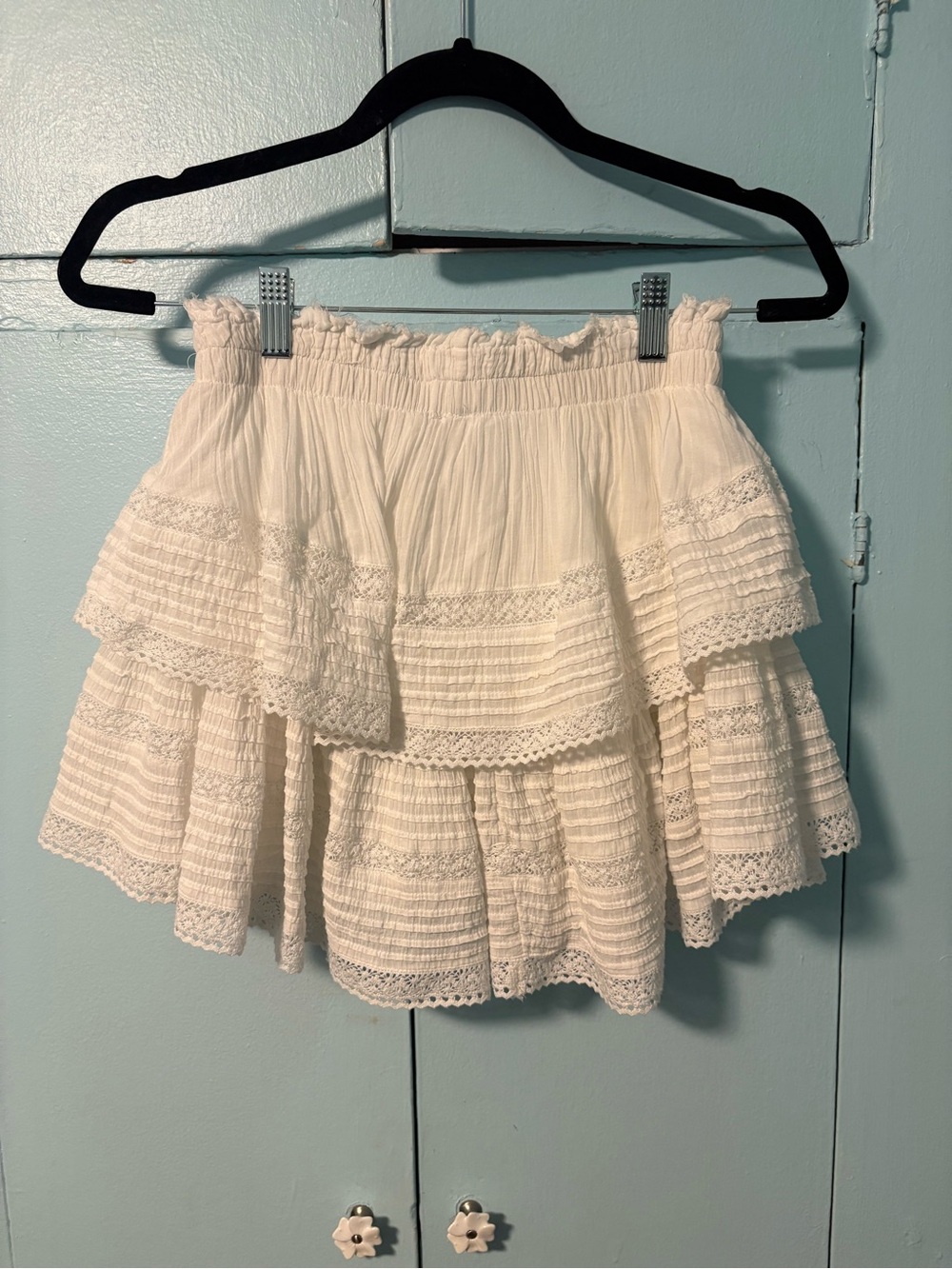 Aerie Rock N Ruffle Tiered Mini White Skirt Small - Picture 2 of 6